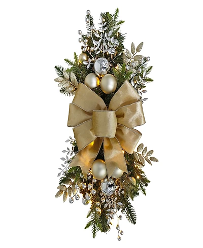 Puleo 28" Pre-Lit Adorned Artificial Banister Swag