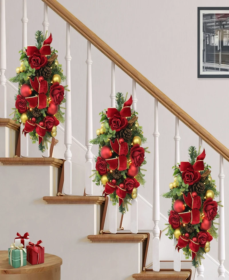 Puleo 28" Artificial Pre-Lit Adorned Banister Swag