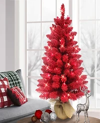 Puleo 3' Pre-Lit Artificial Flocked Fashion Tree