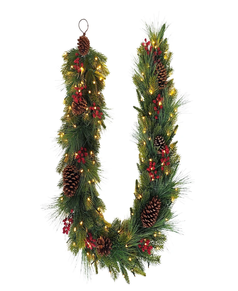 Puleo 10" Pre-Lit Battery-Operated Artificial Adorned Christmas Garland