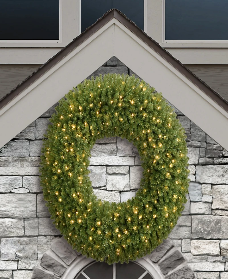 Puleo 60" Pre-Lit Artificial Utah Spruce Wreath with Warm White Led Lights