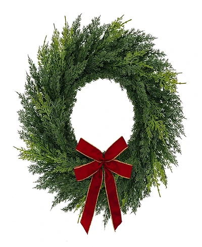 Puleo 22" Artificial Cypress Christmas Wreath with Bow