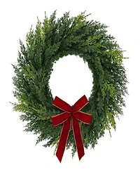 Puleo 22" Artificial Cypress Christmas Wreath with Bow