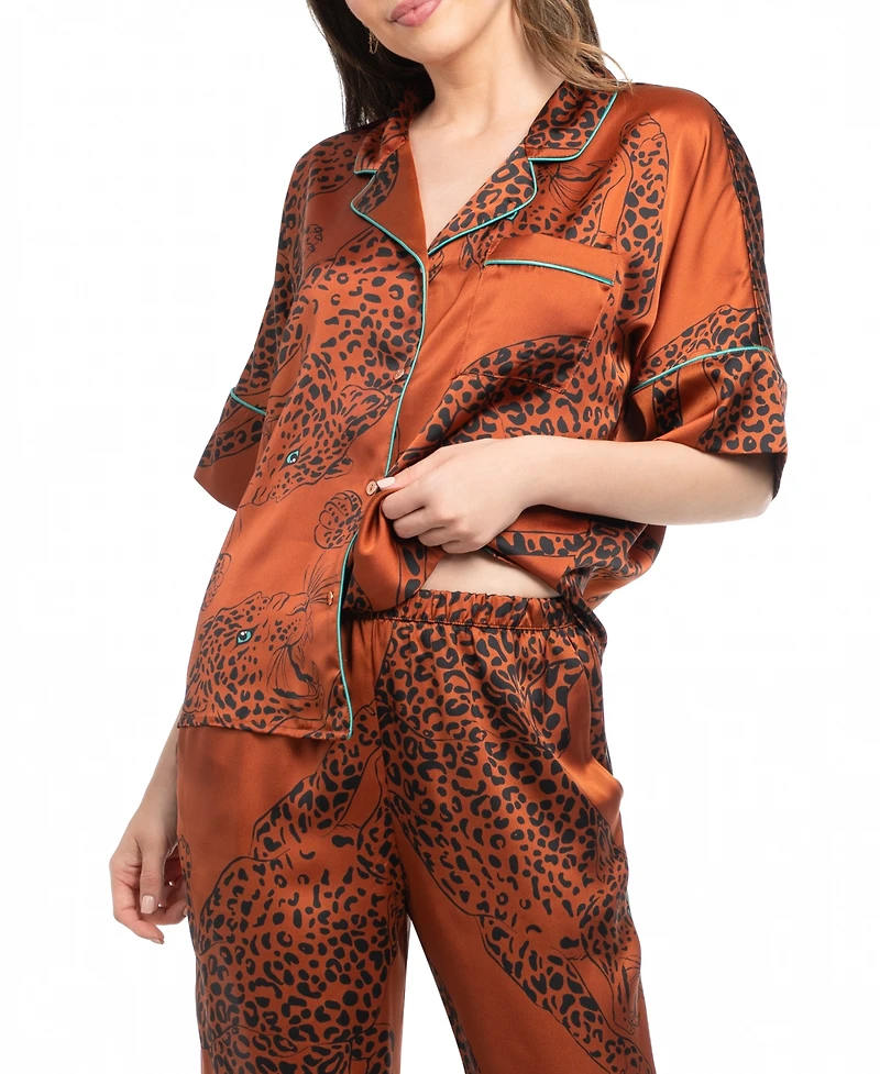 Midnight Bakery Women's 2-Piece Elbow Sleeves Top and Pants Pajama Set