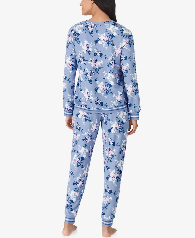 Ellen Tracy Women's 2-Piece Round Neck Top and Pants Pajama Set