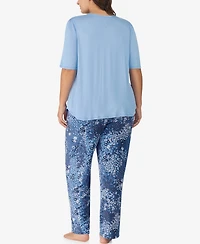 Ellen Tracy Plus 2-Piece V-Neck Top and Pants Pajama Set