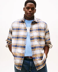 Tommy Hilfiger Men's Big and Tall Tartan Check Regular Fit Shirt