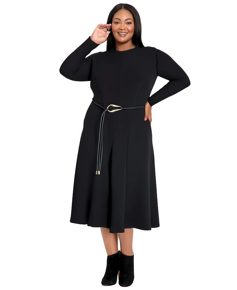 Maggy London Plus Belted Midi Dress