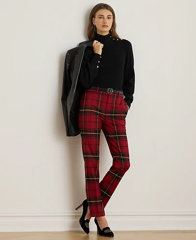 Lauren Ralph Petite Checked Mid Rise Cropped Pants