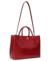 Lauren Ralph Lauren Marcy Large Embossed Leather Satchel Bag