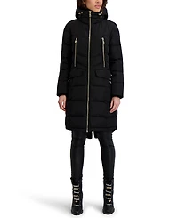 Karl Lagerfeld Paris Women's Hooded Luxe Twill Detail Puffer Coat