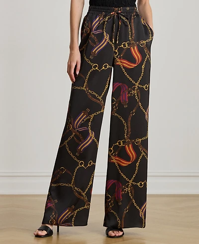 Lauren Ralph Women's Belting Print Wide Leg Pants