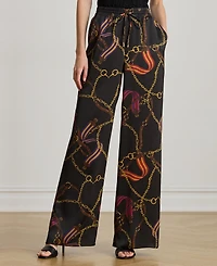 Lauren Ralph Women's Belting Print Wide Leg Pants