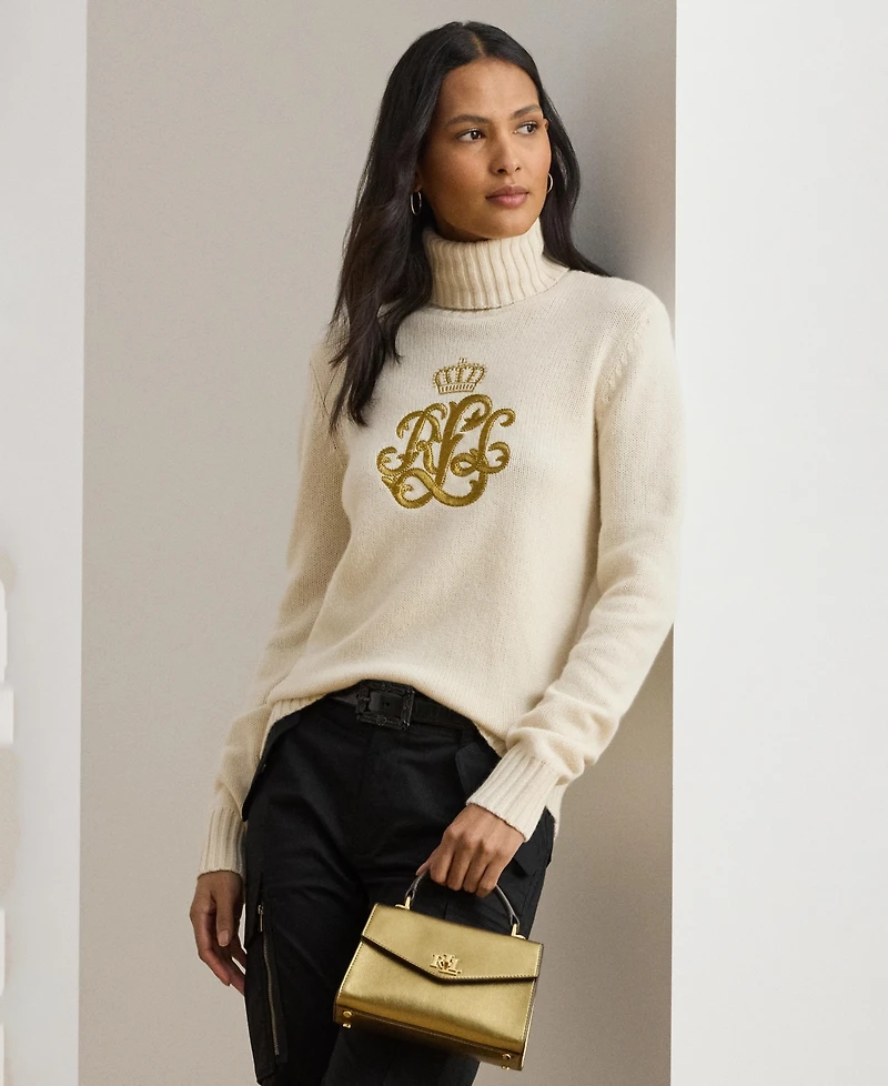 Lauren Ralph Lauren Women's Logo Detail Turtle Neck Sweater
