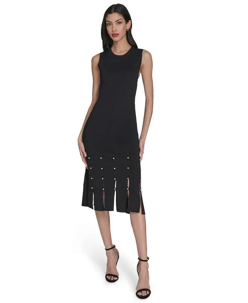 Vince Camuto Petite Sweater Slit Hem Midi Dress