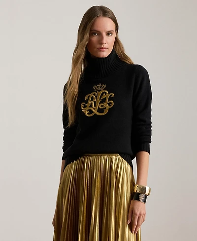 Lauren Ralph Women's Logo Detail Turtle Neck Sweater