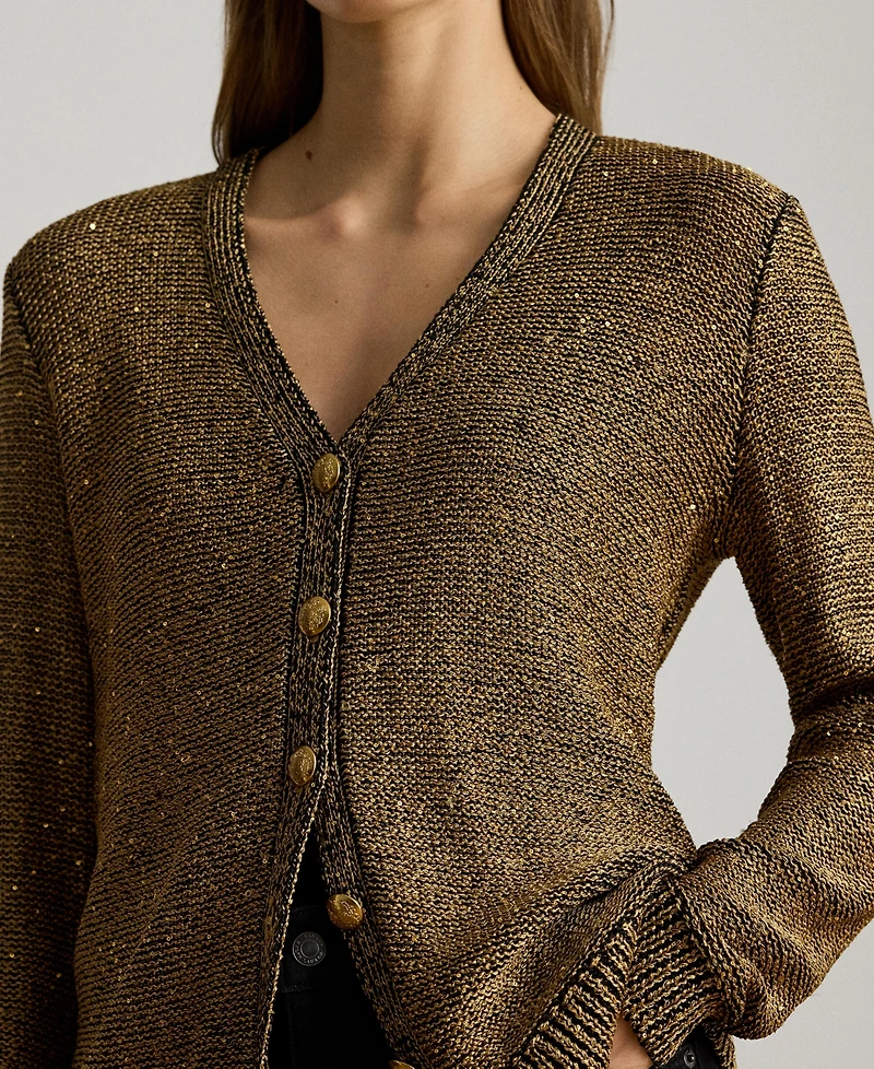 Lauren Ralph Women's Sequin Long Sleeve Cardigan