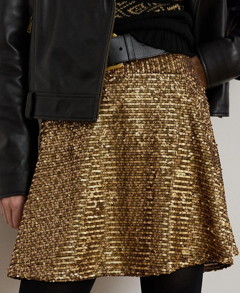 Lauren Ralph Women's Sequin Detail A-Line Skirt