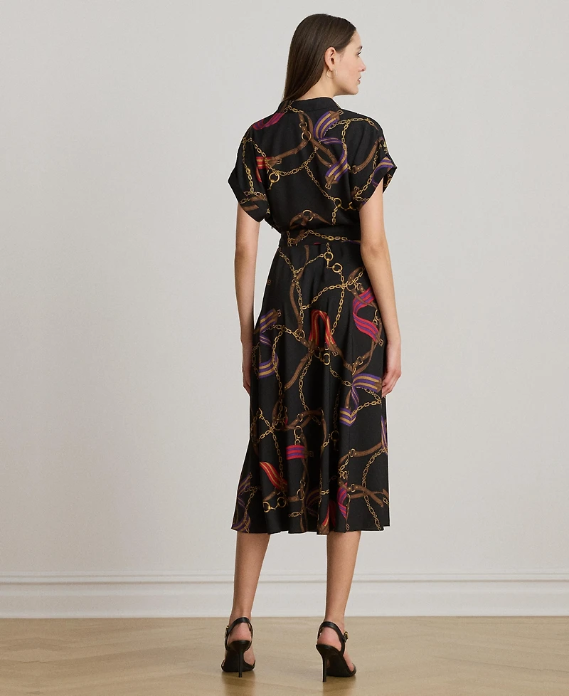 Lauren Ralph Women's Belted Crepe Dress