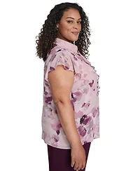 Calvin Klein Plus Size Ruffle Front Short Sleeve Top