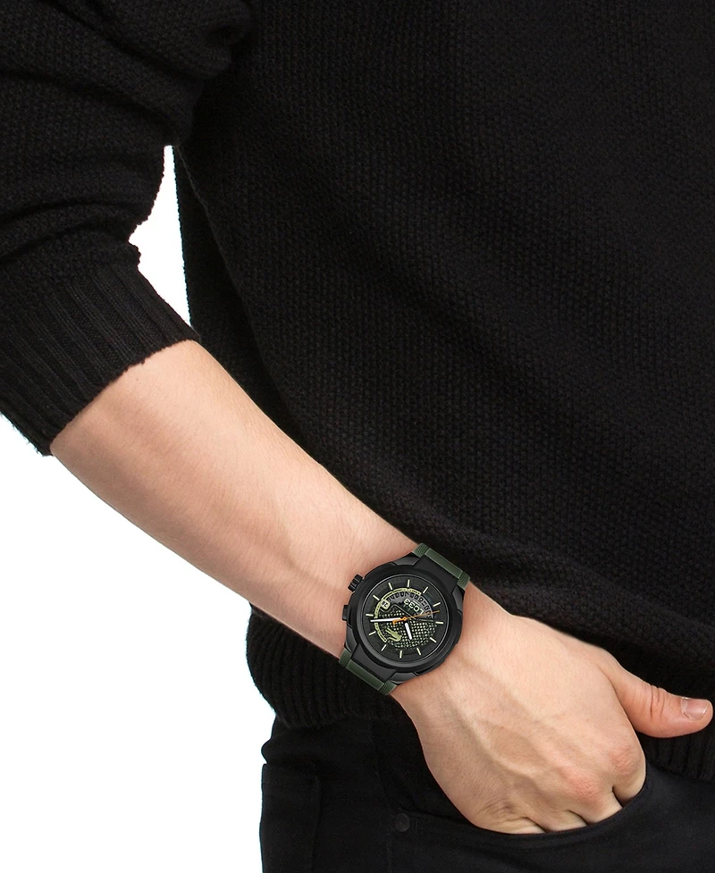 Lacoste Men's LC33 Mech Hybrid Automatic Green Silicone Strap Watch, 44mm