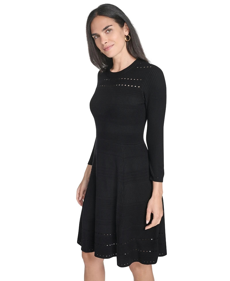 Jessica Howard Women's Textured Ottoman Fit and Flare Dress