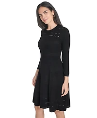 Jessica Howard Women's Textured Ottoman Fit and Flare Dress