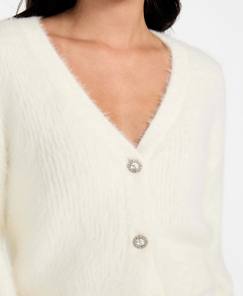 Guess Women's Keyla Rhinestone-Button Cardigan Sweater