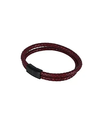 Trafalgar Loose Fit Caleb's Crimson Braided Leather Secure Clasp Bracelet