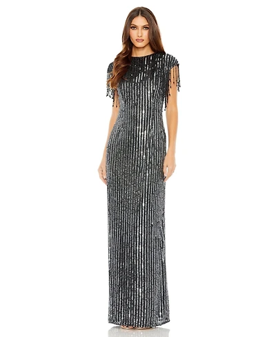 Mac Duggal Women's Embellished Fringe Gown