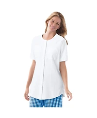 Woman Within Women's Short-Sleeve Crinkle Shirt