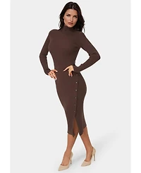 Bebe Long Sleeve Mockneck Sweater Midi Dress