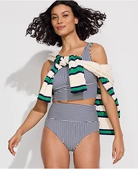 Lands' End Women's Tugless Midkini Top and High Waisted Bottom Swimsuit Set