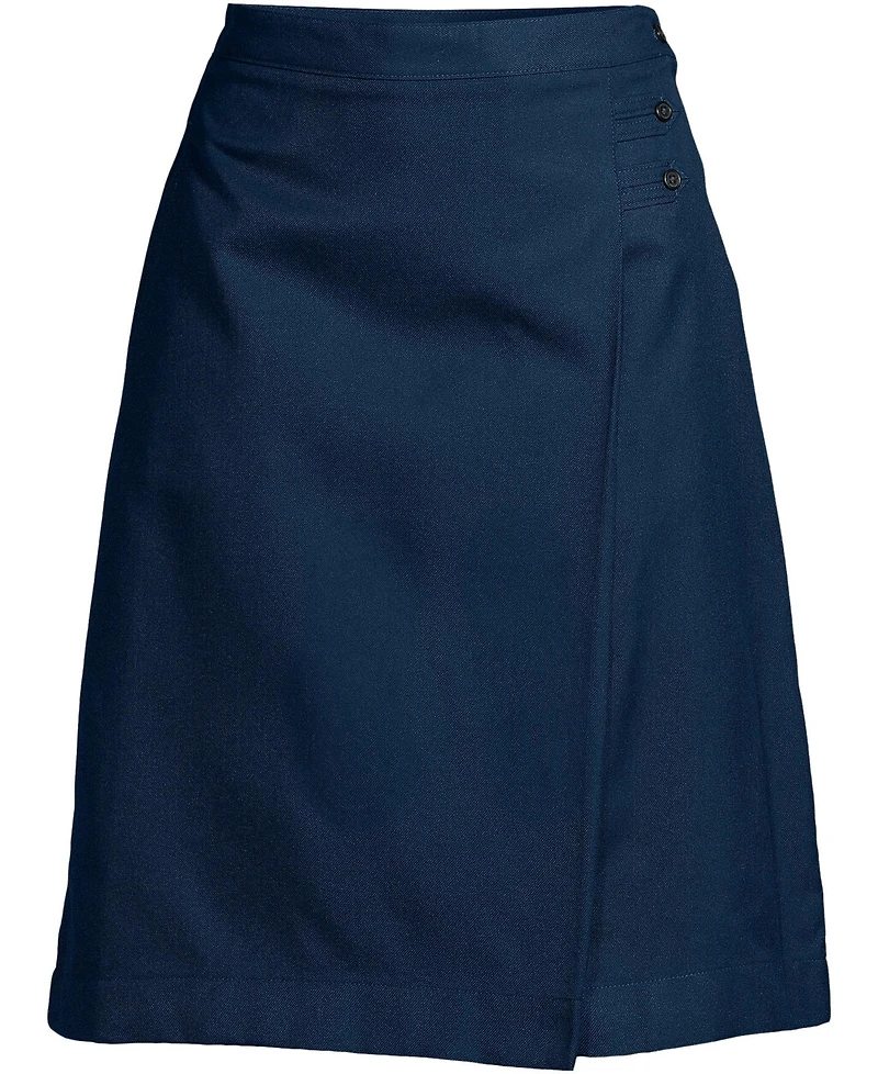 Lands' End Women's Solid A-line Skirt Below The Knee