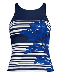 Lands' End Women's Mastectomy Tugless High Neck Strappy Back Tankini Swimsuit Top