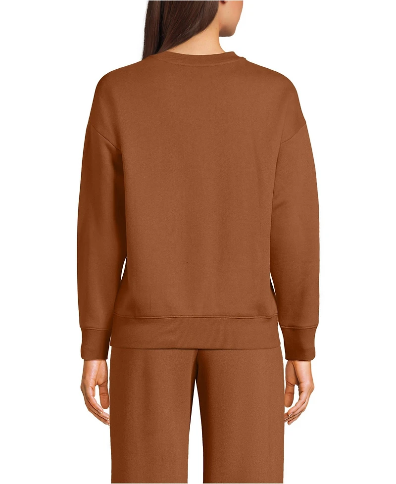 Lands' End Women's Relaxed Serious Sweats Long Sleeve Crewneck Sweatshirt