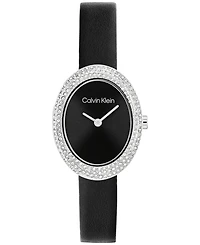 Calvin Klein Women's Twisted Bezel Black Leather Strap Watch, 24mm