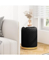Velvet Storage Ottoman Set of 2 Modern Round Ottoman with Storage for Living Room