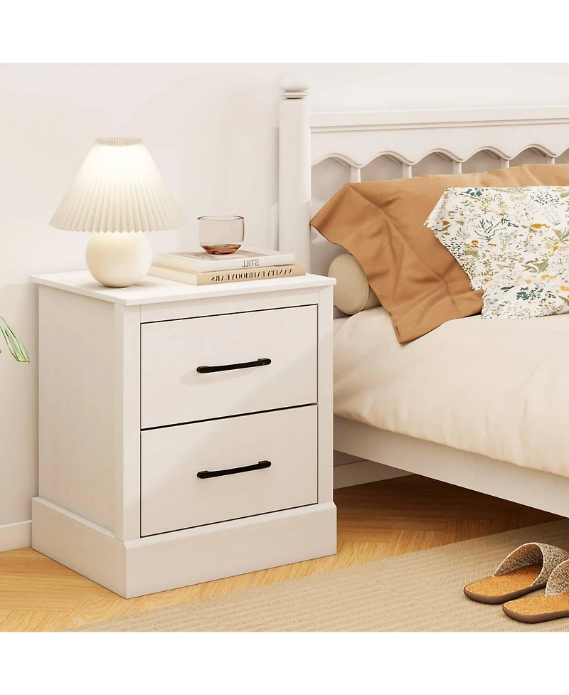 18.5" Farmhouse Nightstand with 2 Drawers Compact Size End Table for Living Room