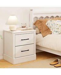 18.5" Farmhouse Nightstand with 2 Drawers Compact Size End Table for Living Room