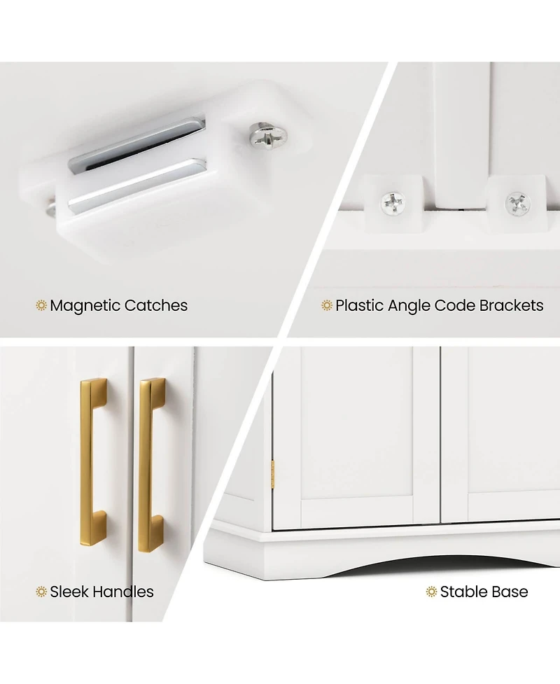 Costway Floor Storage Cabinet Modern Storage Organizer with Adjustable Shelves &2 Doors