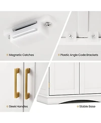 Costway Floor Storage Cabinet Modern Storage Organizer with Adjustable Shelves &2 Doors