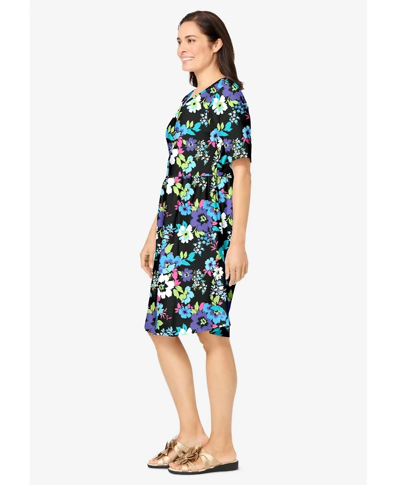 Woman Within Women's Button-Front Short Essential Dress