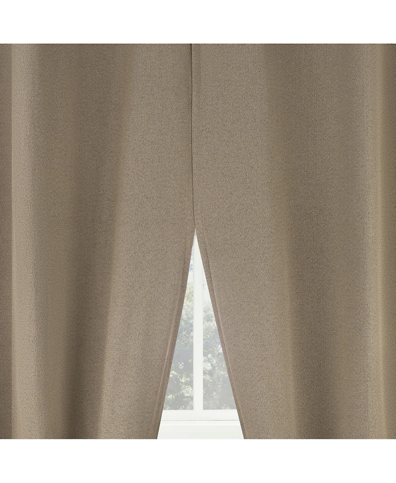 Sun Zero Parsons Herringbone Magnetic Closure 100% Blackout Rod Pocket Curtain Panel Pair