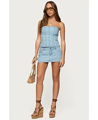 Edikted Womens Camelia Strapless Denim Corset