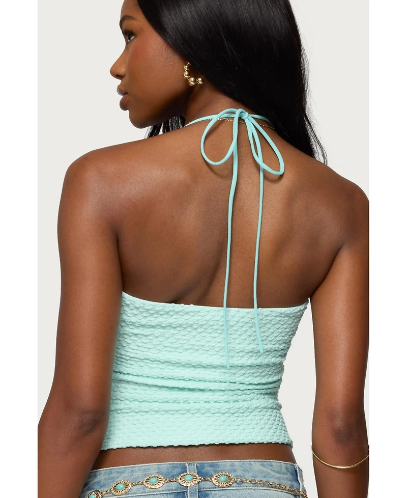 Edikted Women's Zoee Twisted Textured Halter Top