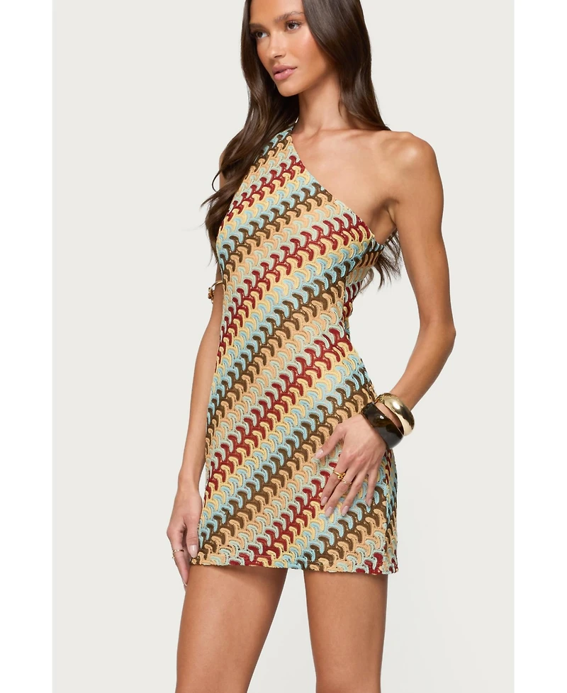 Edikted Women's Agua Zigzag One Shoulder Mini Dress