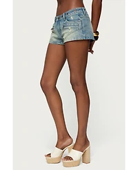 Edikted Women's Tulie Grommet Distressed Denim Shorts