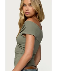 Edikted Womens Twisted Front Off Shoulder Top