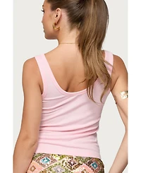Edikted Women's Steffy Beaded Flower Ribbed Top